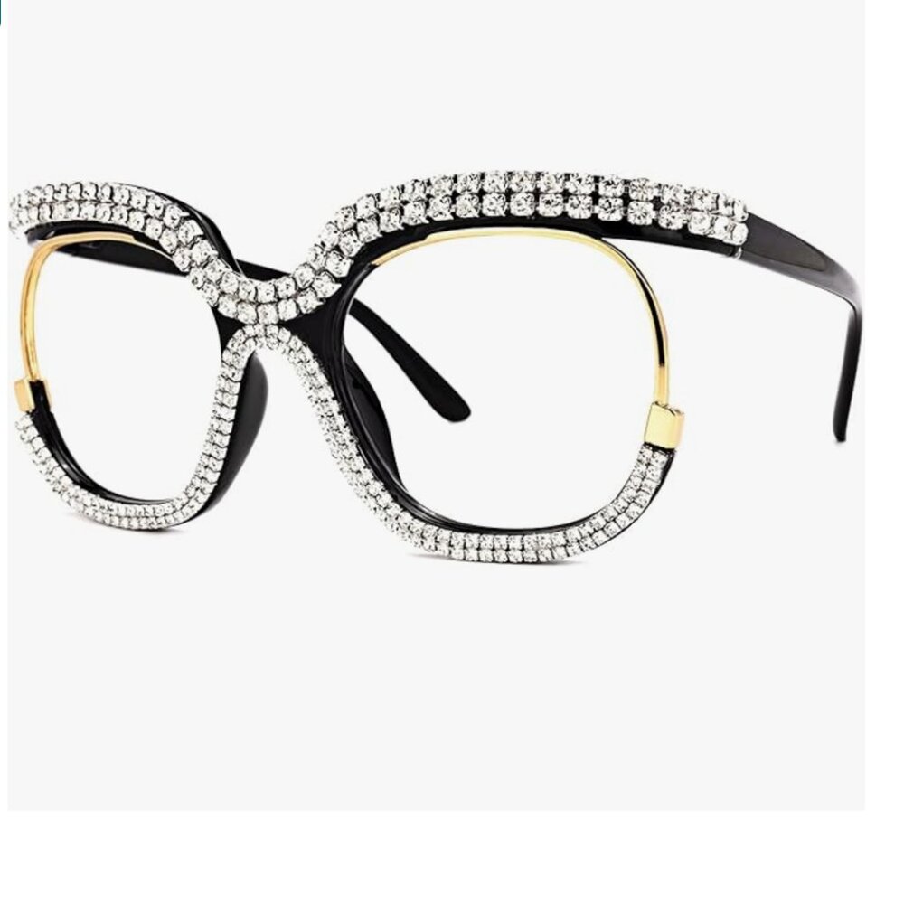 Clear Rhinestone Square Glasses - image 3